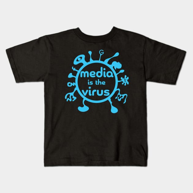 Media is the Virus Blue Version Kids T-Shirt by pelagio